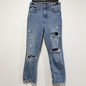 Abercrombie & Fitch Blue Distressed High Straight Leg Jeans Women Size 4 EUR 27
